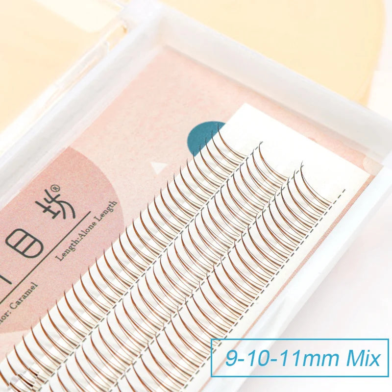 8-12mm A-Type Brown Individual Cluster Lashes, Soft Natural Fairy Strand Eyelashes, black Lashes for Korean Makeup Look