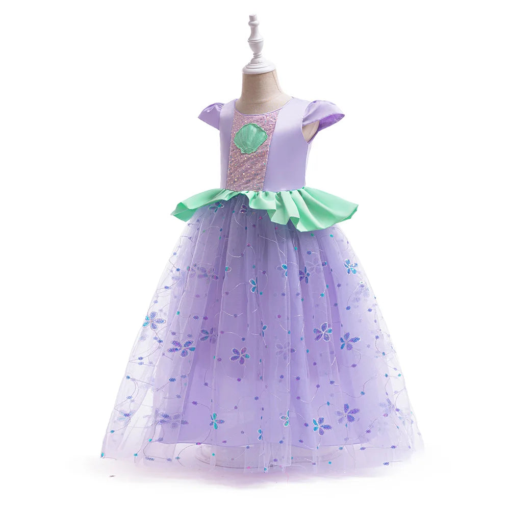 Summer Mermaid Prom Princess Dress for Girl Cosplay Halloween Christmas Costume Lace Wedding Birthday Perform Party Girl Dresses