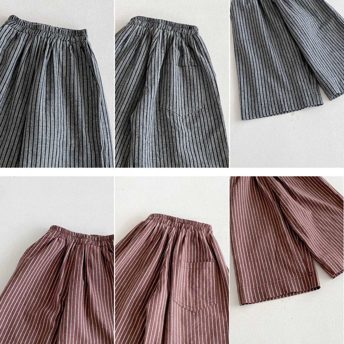 Boys Girls Linen Cotton Stripe Trousers For Children's Clothes Fall Spring Boy Loose Casual Harem Pants Kids Long Pants for 1-6T