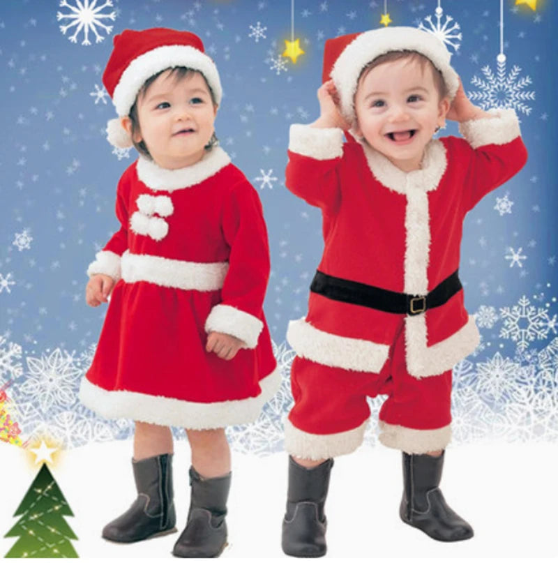2026 Baby Girl Boy Christmas Costumes Red Santa Claus Suit Festival Halloween Cosplay Sets Christmas Baby Clothes