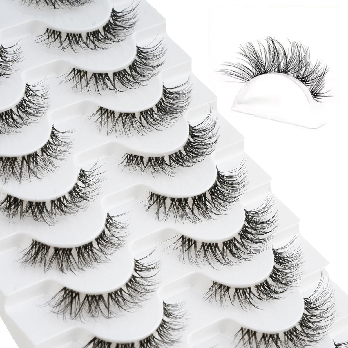 SHIDISHANGPIN False Lashes Extension 3/10 Pairs 3D Mink Eyelash Half Lashes Natural Cat Eye Eyelashes Makeup Faux Cils Fake Lash