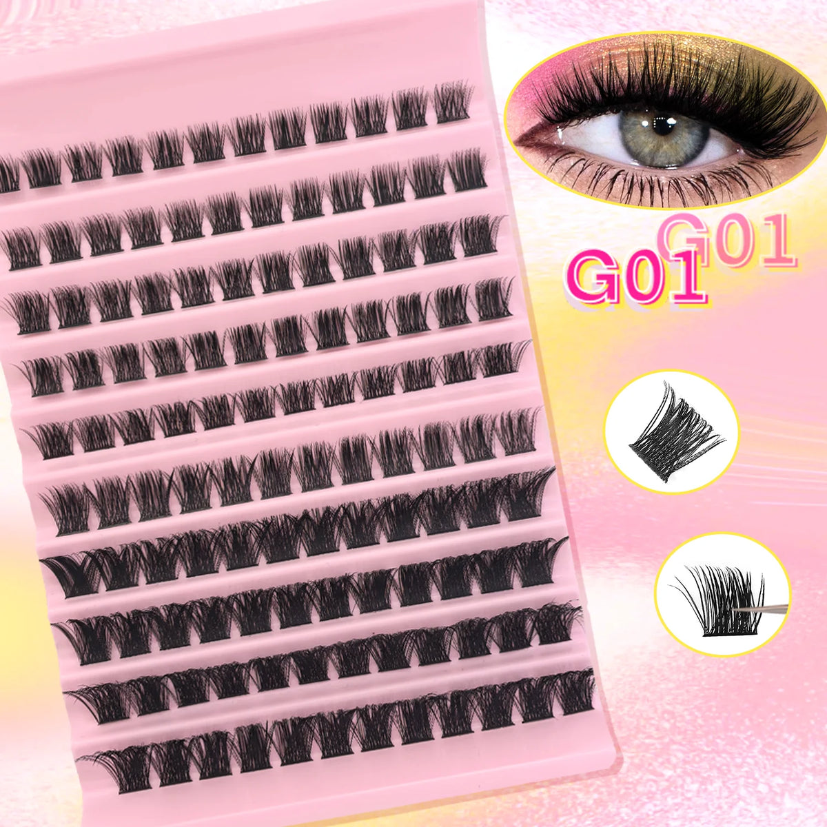 Big Capacity Super Bunch DIY Cluster Lashes 8-16mm Mix Charm Style Eyelashes Extension False Eyelash Makeup Tool Russian Volume