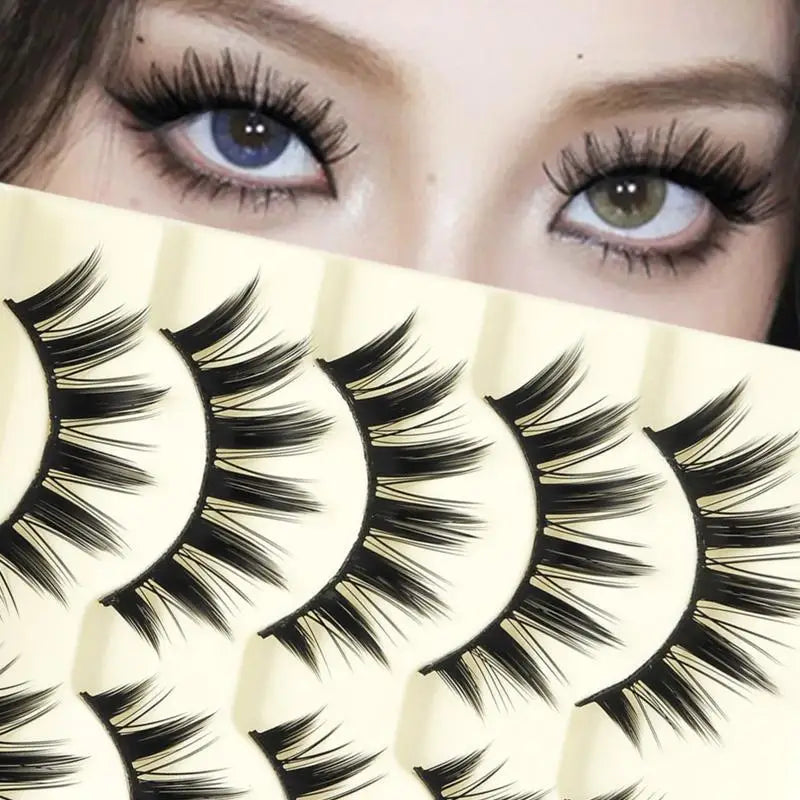 10 Pairs Manga Lashes Cosplay Fake Eyelashes Strip Lash Soft Natural Look Fox Eye Korean Manhua Makeup False Eyelashes