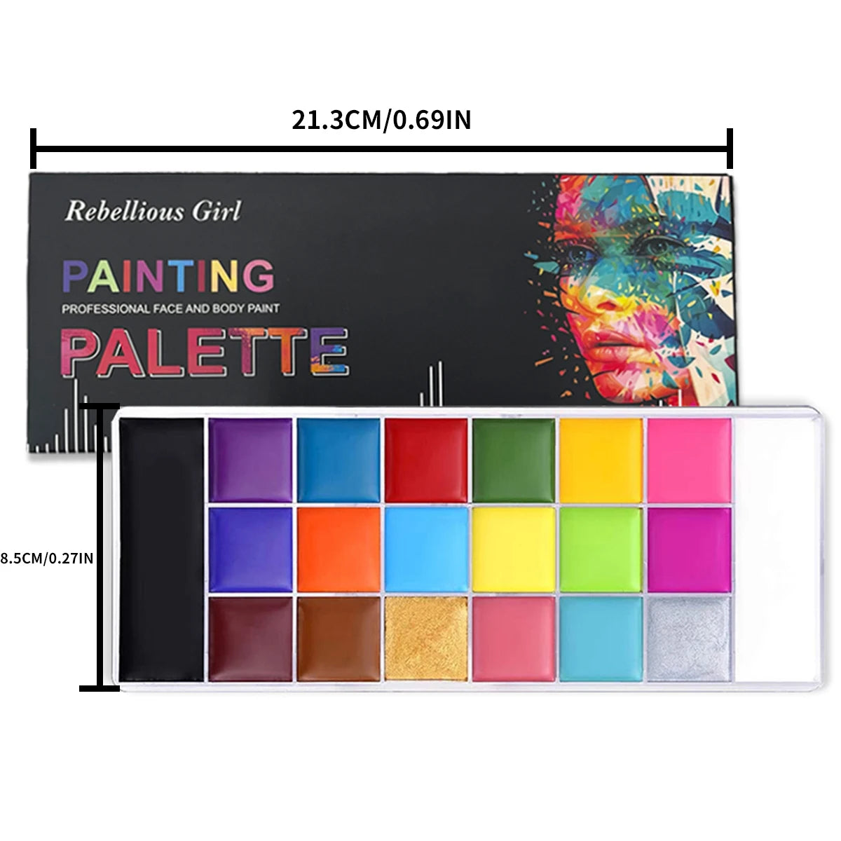 20 Color Professional Face & Body Paint Palette,Long Lasting Face Painting Cosmetic For Halloween Special Effects&Cosplay Makeup