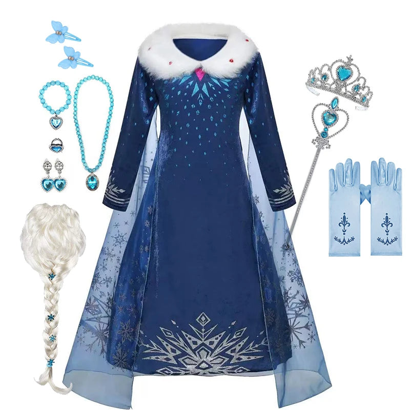 Anna Elsa Princess Girls Dress Up Winter Snow Queen Costume Carnival Party Halloween Kids Carnival Birthday Party Clothes