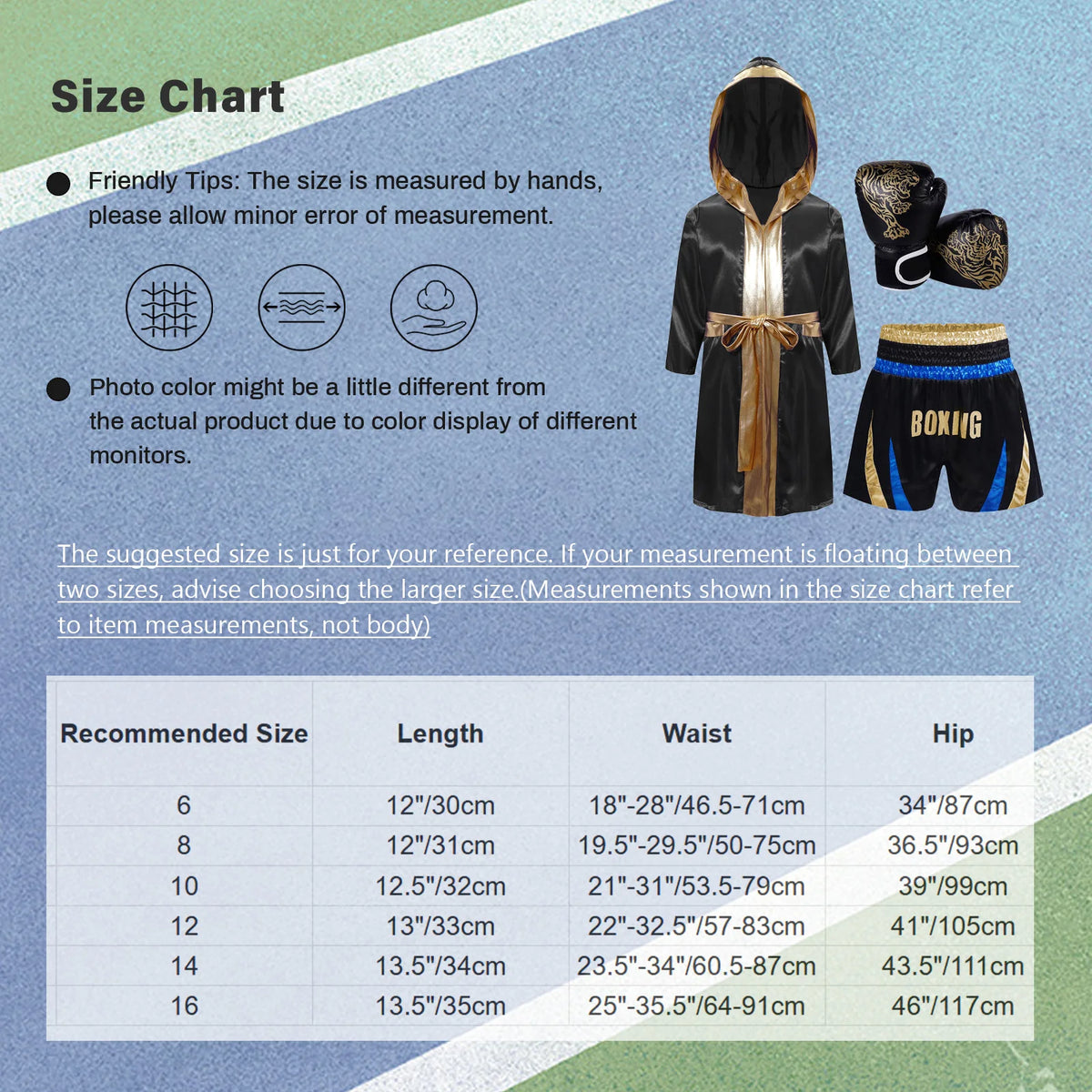 Kids Boxing Training Robe Halloween Carnival Party Boxer Cosplay Costume Long Sleeve Satin Belted Hooded Cloak Shorts Gloves