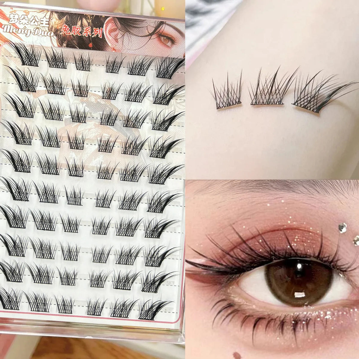 60/100pcs 3D Eyelash Extensions Curling Up Volume False Eyelashes DIY Cosplay Makeup for Women and Girls Cosmetic Supplies