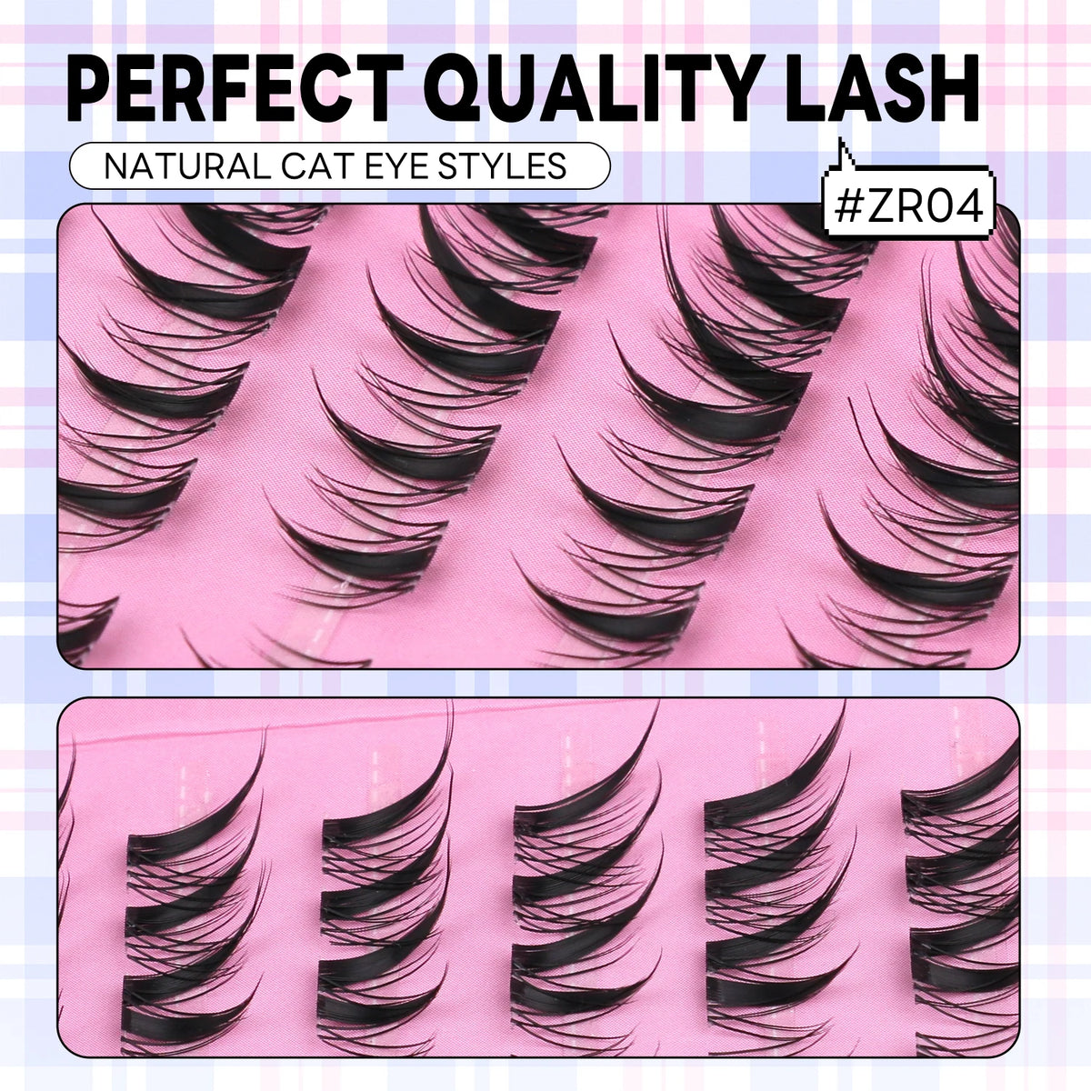 GROINNEYA Cat Eye Lashes DIY Lash Clusters Extension Manga Cluster Eyelashes Soft Cross Mixed Tray Natural False Lashes Makeup