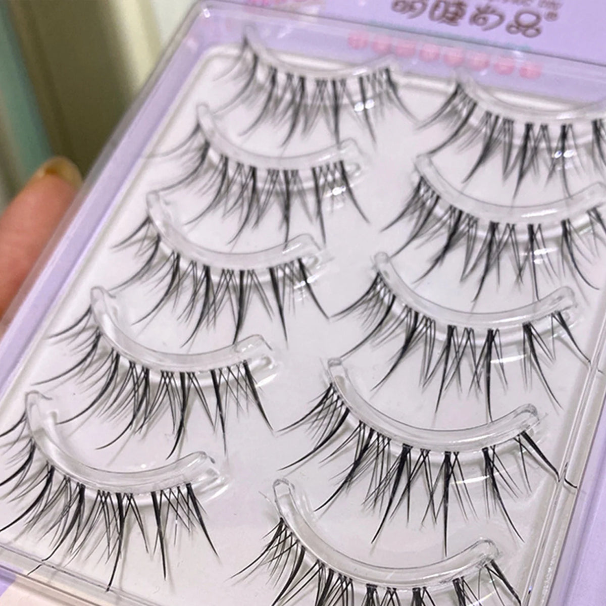 5 Pairs Sunflower False Eyelashes Transparent Stem Natural Manga Lashes Anime Wispy Eyelashes Extension Makeup