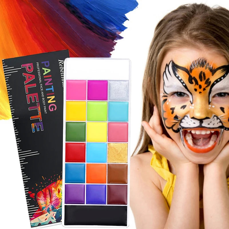 20 Color Professional Face & Body Paint Palette,Long Lasting Face Painting Cosmetic For Halloween Special Effects&Cosplay Makeup
