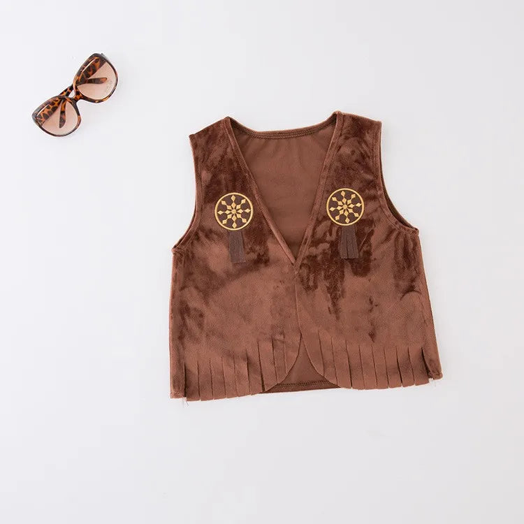 Kids Cowgirl Dress Complete Set  Western Cowboy Cowgirl Costume 4-Piece Set Christmas Play Outfit Halloween Clothes for Child