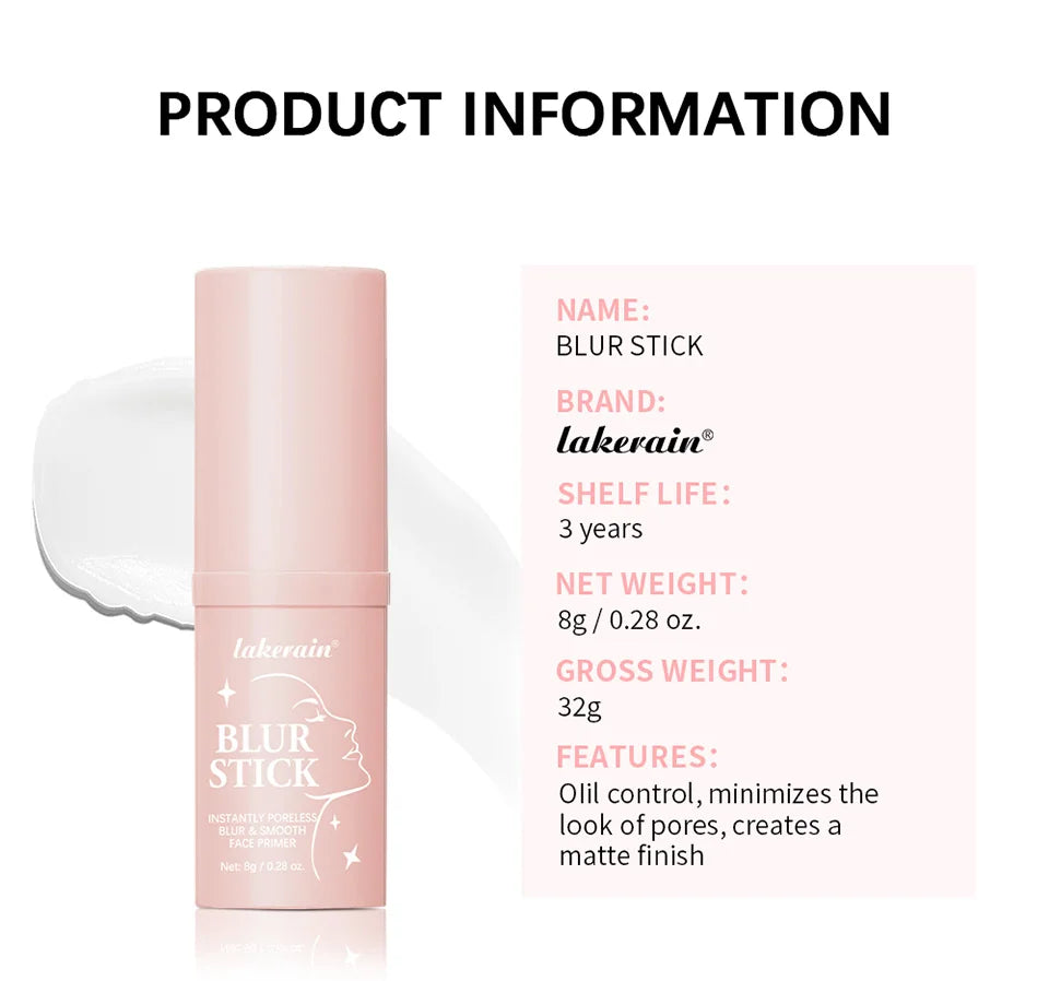 Blur Stick Instant Pore Eraser Primer Makeup Long-Lasting Oil Control Moisturizing Matte Finish Blur Pores Makeup