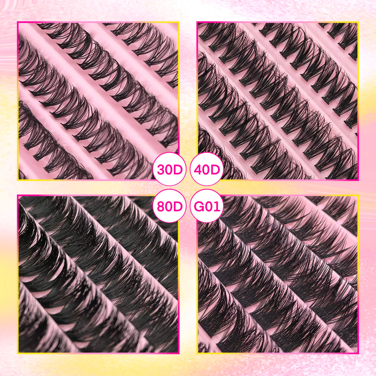 Big Capacity Super Bunch DIY Cluster Lashes 8-16mm Mix Charm Style Eyelashes Extension False Eyelash Makeup Tool Russian Volume