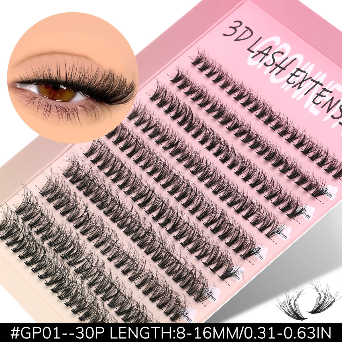 GROINNEYA DIY Eyelashes Cluster Lashes Lash Extension Natural Soft 100% Handmade Mink Lashes Reusable Makeup