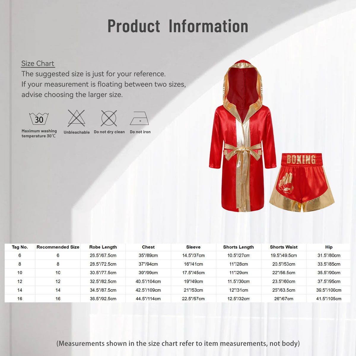 Kids Boxing Training Robe Halloween Carnival Party Boxer Cosplay Costume Long Sleeve Satin Belted Hooded Cloak Shorts Gloves