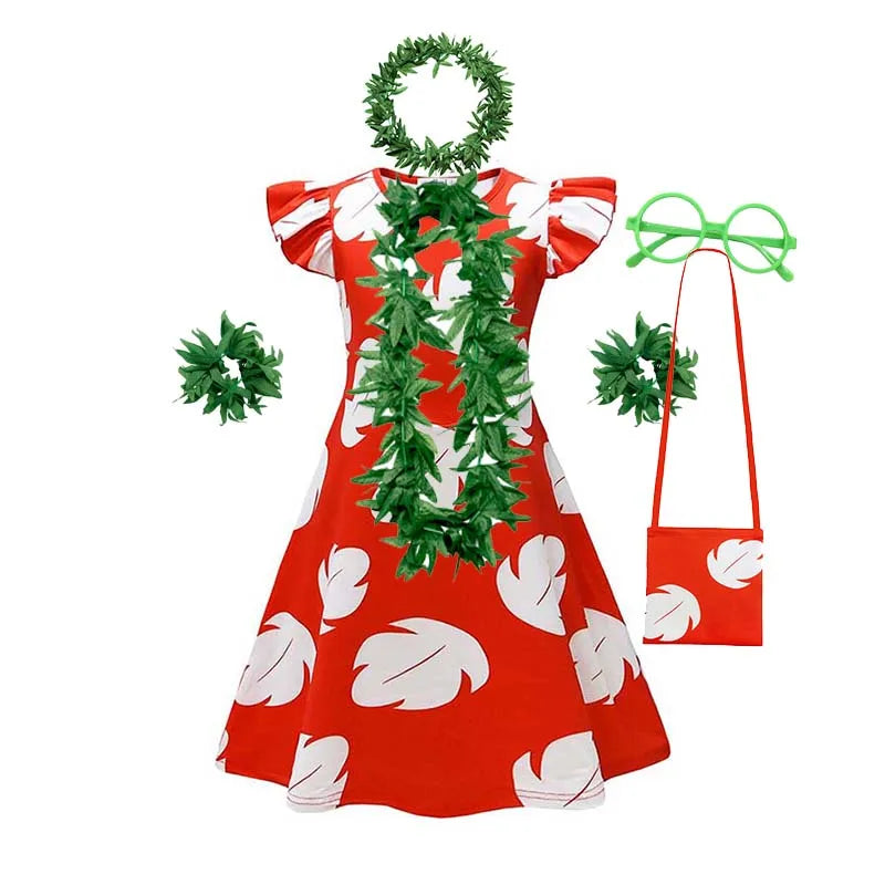 Cartoon Cute Movie Stittch Dress for Girls Role Playing Costume Stage Performance Halloween Carnival Children's Dress Up Gifts
