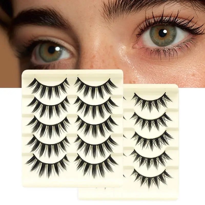 10 Pairs Manga Lashes Cosplay Fake Eyelashes Strip Lash Soft Natural Look Fox Eye Korean Manhua Makeup False Eyelashes