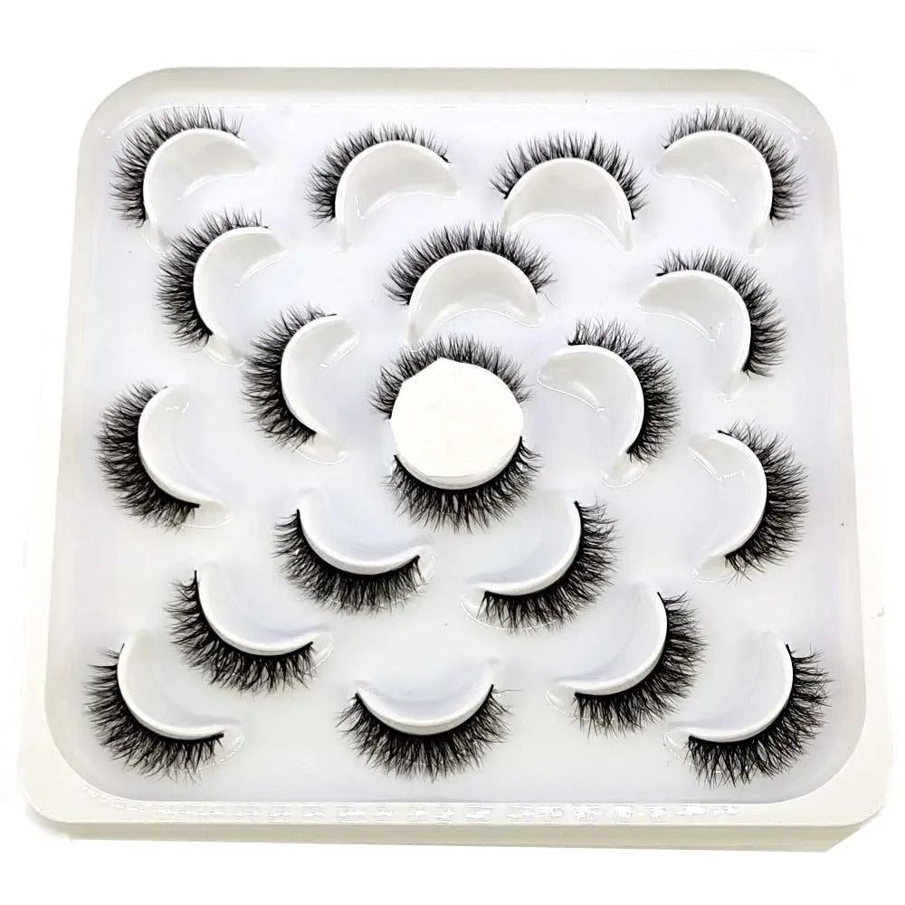 NEW 10 pairs Handmade 3d mink lashes short False Eyelashes Cross Messy Dense Natural Eye Lashes Stage Makeup False Eyelashes