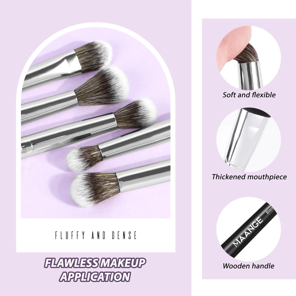 MAANGE 5PCS Eye Shadow Makeup Brush Set Concealer Brush Eye Cosmetic Soft Bristles Shader Brush Portable Beauty Makeup Tools