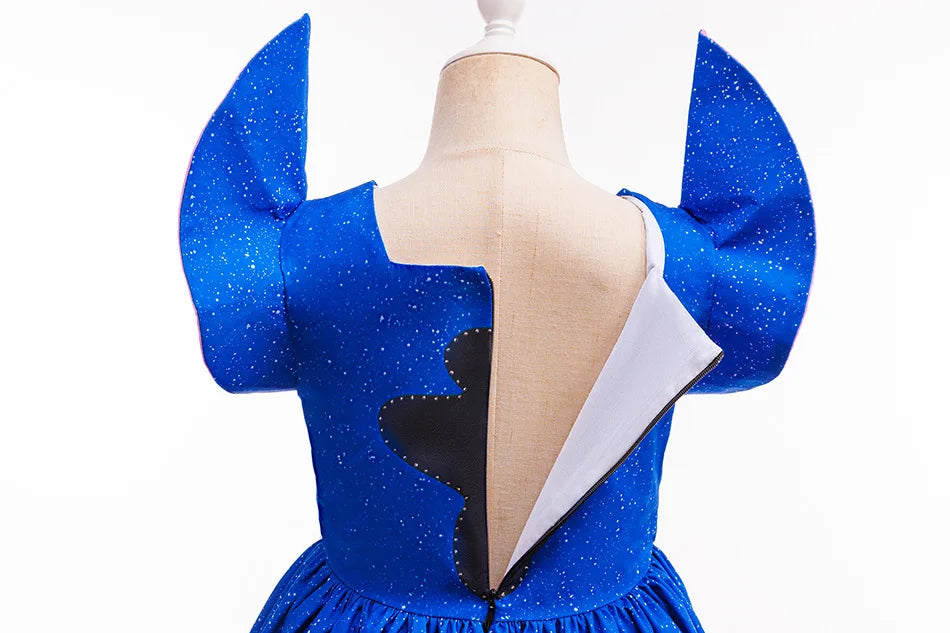 Cartoon Cute Movie Stittch Dress for Girls Role Playing Costume Stage Performance Halloween Carnival Children's Dress Up Gifts