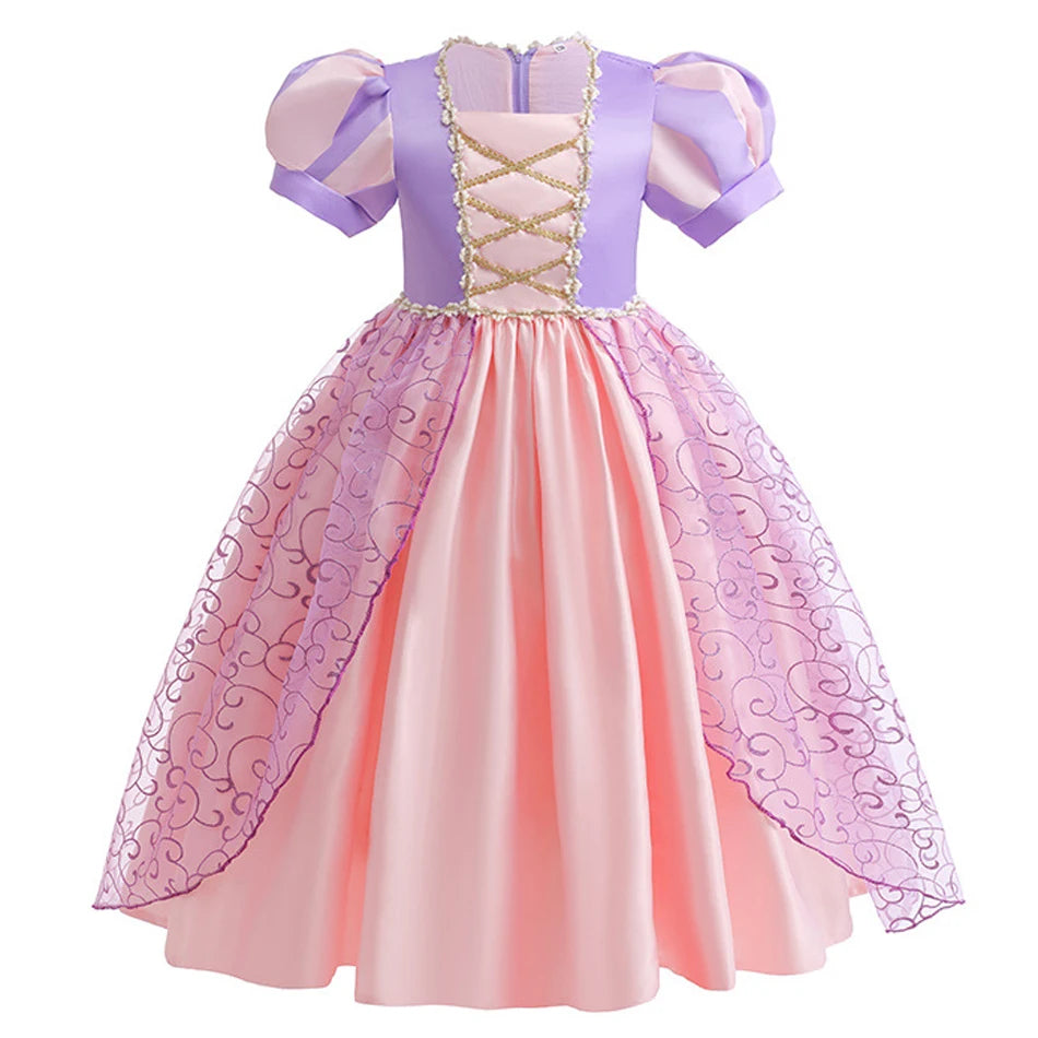 Girl Rapunzel Dress for Kid Princess Girl Tangled Cosplay Carnival Halloween Vestido Birthday Party Ball Gowns Evening Costume