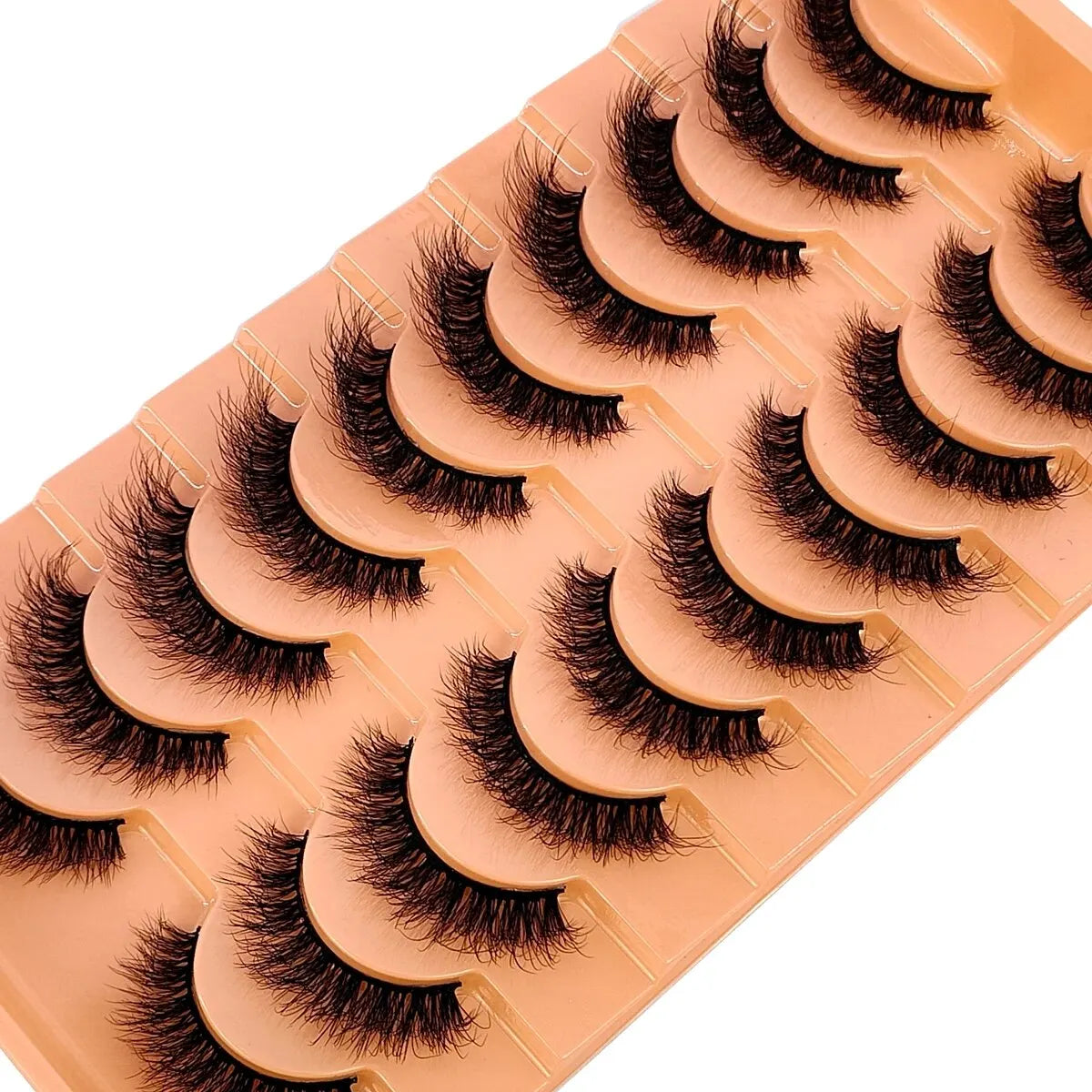 New 7/10 Pairs Faux Mink Eyelashes Handmade False Eyelashes Natural Nude Makeup Simulation Cross Messy Eye 3D Curly Eyelashes