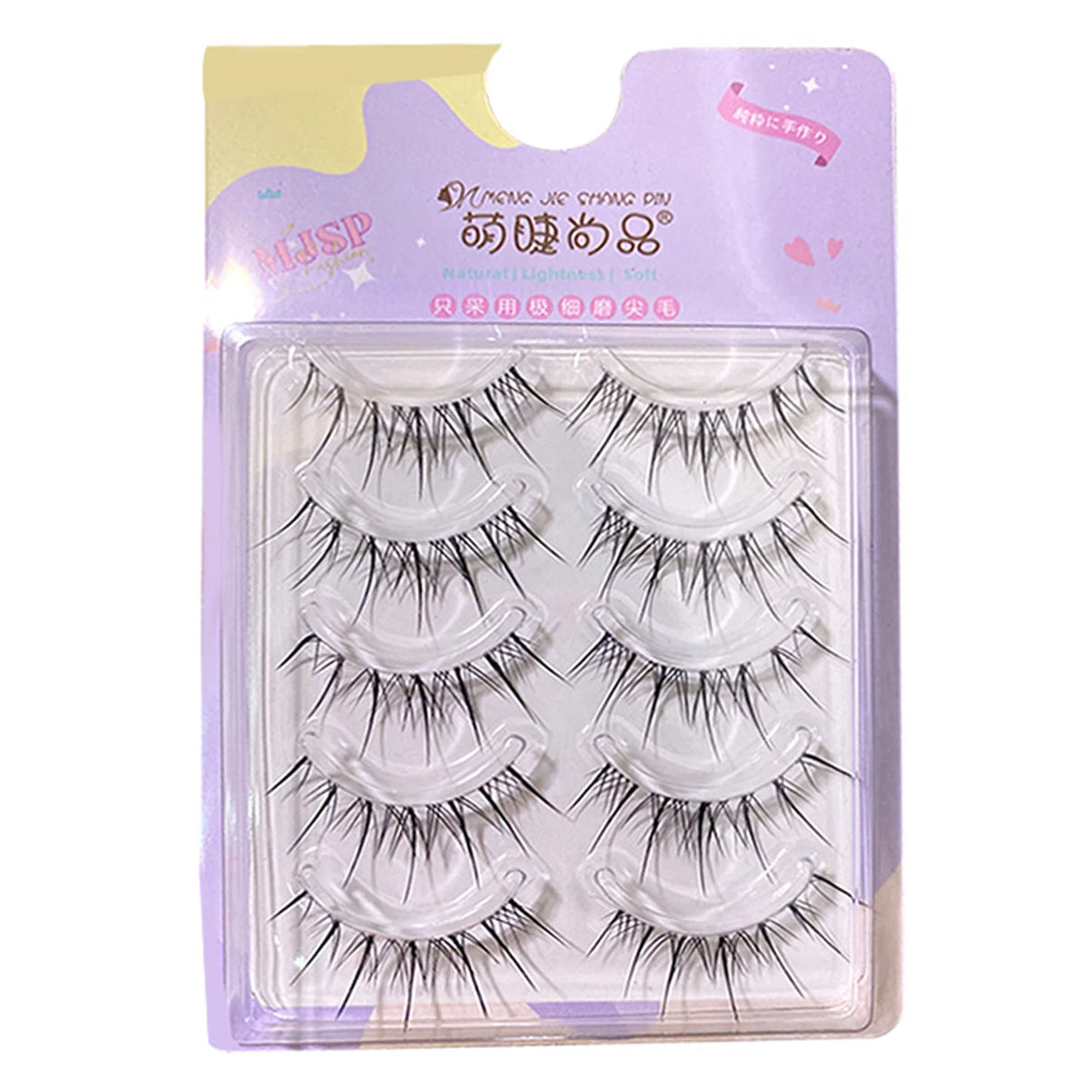 5 Pairs Sunflower False Eyelashes Transparent Stem Natural Manga Lashes Anime Wispy Eyelashes Extension Makeup