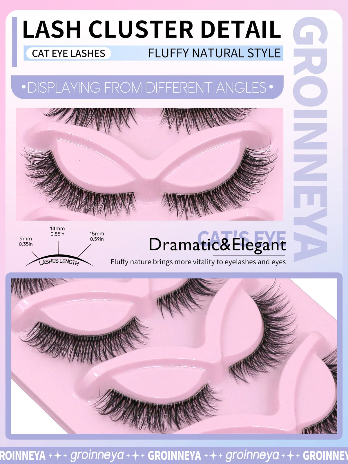 VELTRINAY Cat Eye Lashes Natural Eyelashes Short Wispy Lash Strips Volume Cateye False Eyelash Fake Lashes Natural Look Makeup