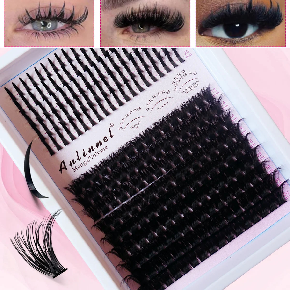 Fairy Natural Single Cluster Thick Artificial False Eyelashes, Mixed Play Makeup, D Curve, Large Capacity, 14 Rows