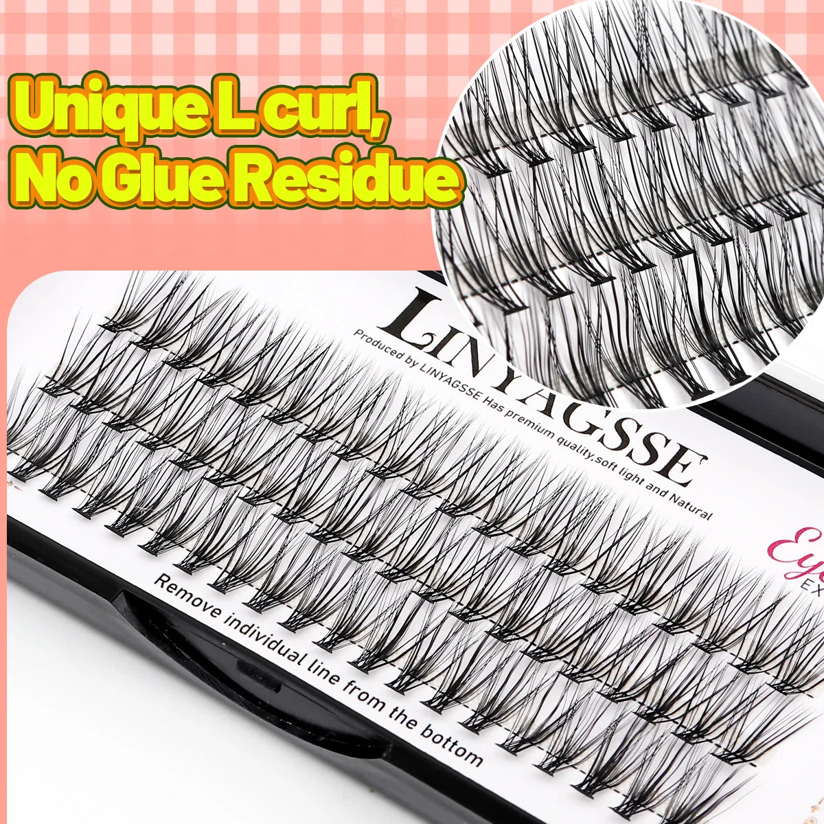 LINYAGSSE LN2350 L Curl Super Cluster Eyelash Extension Natural Mink Eyelash Individual Lashes Makeup Tools Cilias Volume