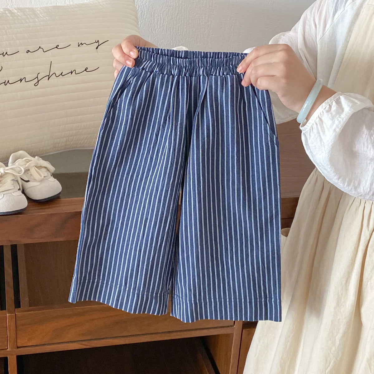 Boys Girls Linen Cotton Stripe Trousers For Children's Clothes Fall Spring Boy Loose Casual Harem Pants Kids Long Pants for 1-6T