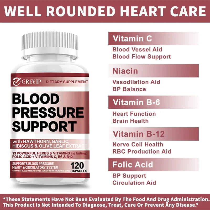 Blood Pressure Supplement - Supports Balanced Blood Pressure Levels and Promotes Heart and Brain Health