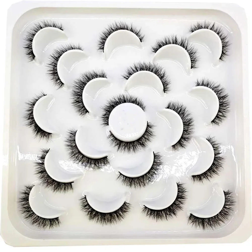 NEW 10 pairs Handmade 3d mink lashes short False Eyelashes Cross Messy Dense Natural Eye Lashes Stage Makeup False Eyelashes