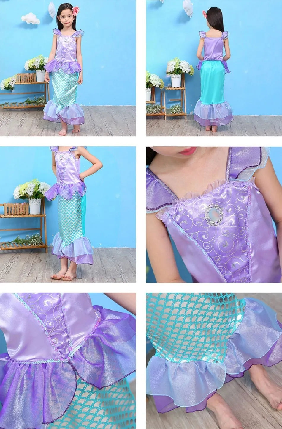 Kids Belle Costume Girl Halloween Princess Cosplay Party Dress Children Rapunzel Cinderella Anna Elsa Encanto Birthday Clothes