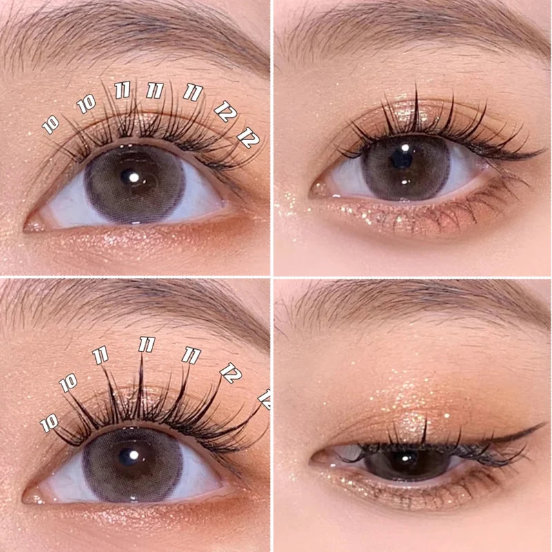 8-12mm A-Type Brown Individual Cluster Lashes, Soft Natural Fairy Strand Eyelashes, black Lashes for Korean Makeup Look