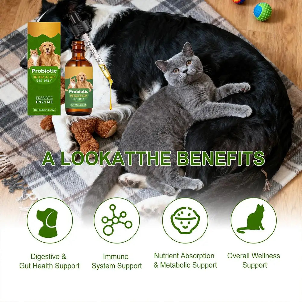 Pet Nutrition Supplement Probiotic Drops Containing Enzymes Used For Dog Cat Digestion And Boosts Immune Daily Health Supplement