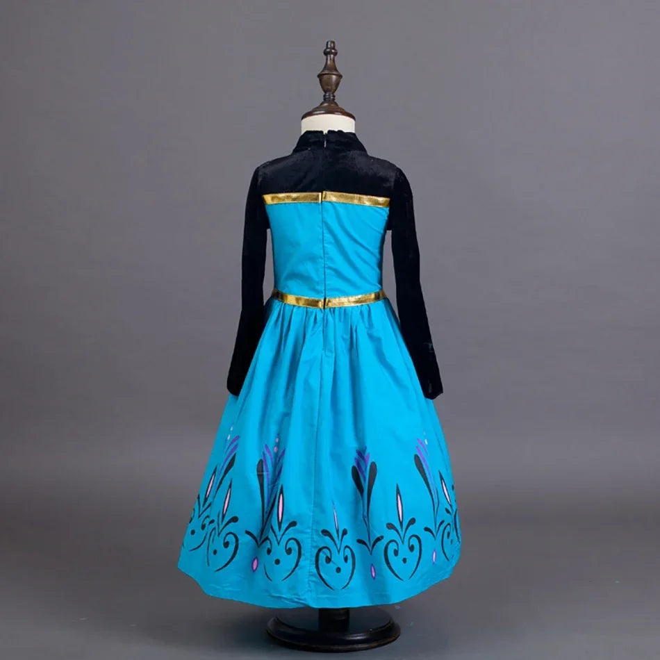 Queen Dress For Girls Long Sleeve Dress Elsa Cosplay Costume Princess Halloween Dress Kids Party Vestido Fantasia Children