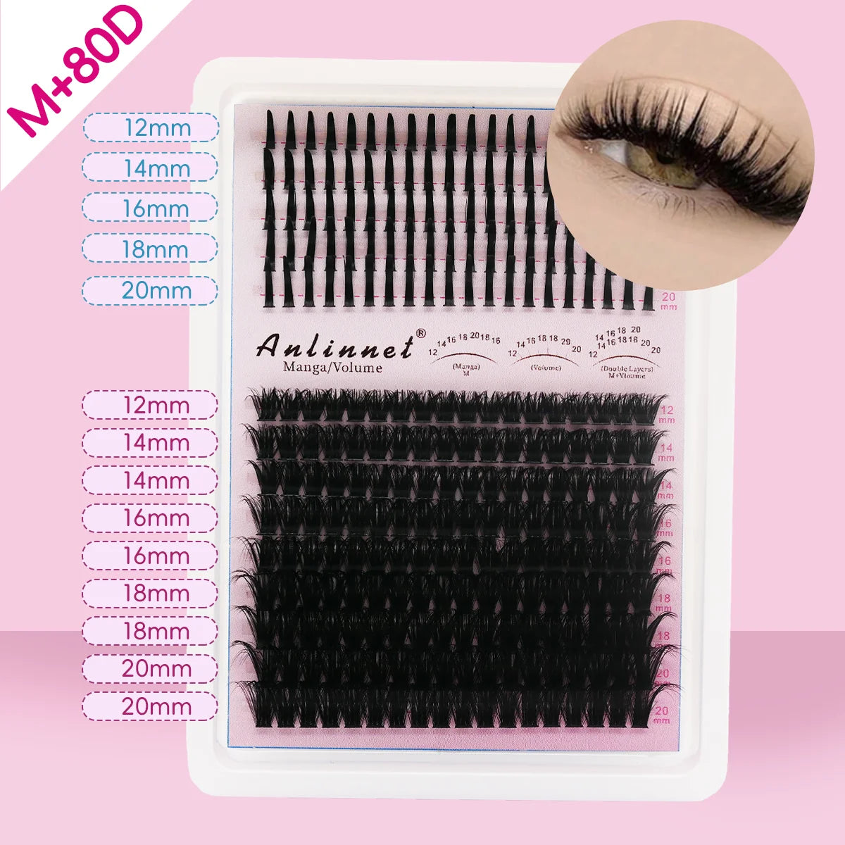 Fairy Natural Single Cluster Thick Artificial False Eyelashes, Mixed Play Makeup, D Curve, Large Capacity, 14 Rows