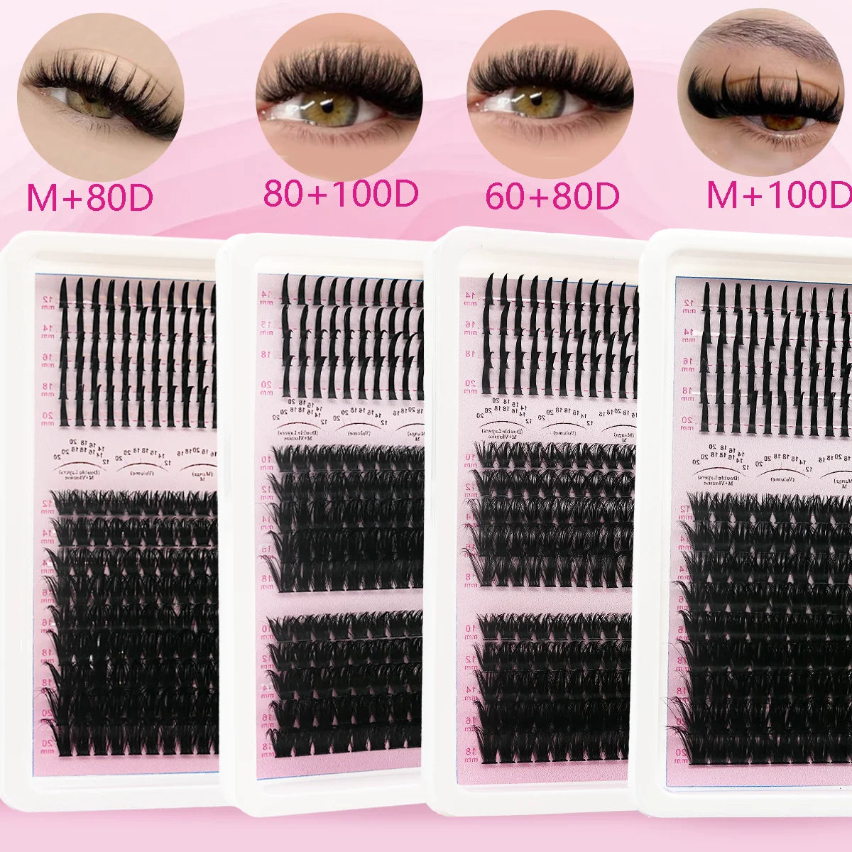 Fairy Natural Single Cluster Thick Artificial False Eyelashes, Mixed Play Makeup, D Curve, Large Capacity, 14 Rows