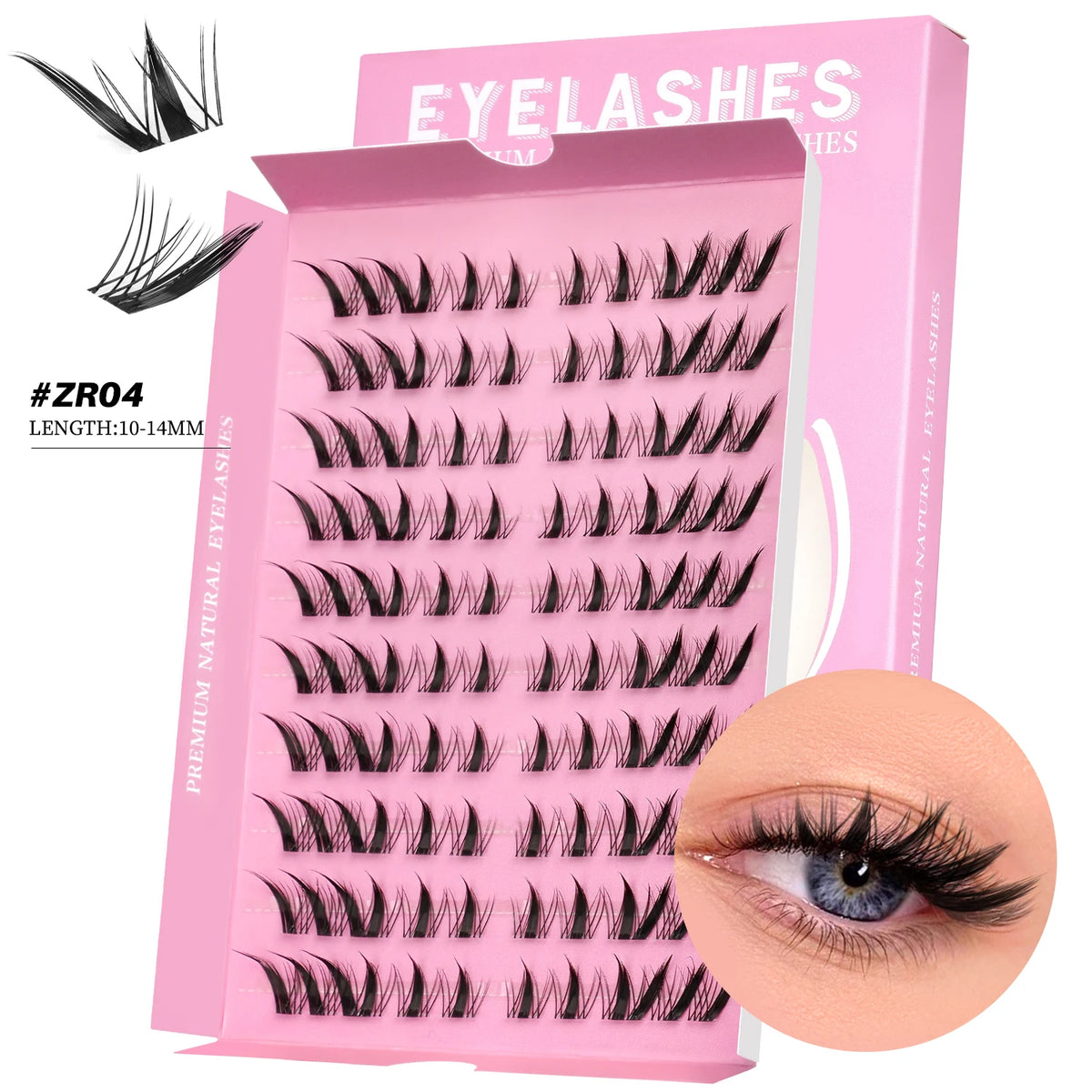 GROINNEYA Cat Eye Lashes DIY Lash Clusters Extension Manga Cluster Eyelashes Soft Cross Mixed Tray Natural False Lashes Makeup