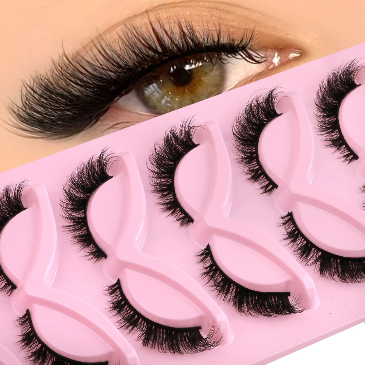 Veltrinay Cat Eye Lashes Natural Fake Lashes Winged End Eye Elongated Eyelashes Faux Mink Eyelashes False Lashes Makeup