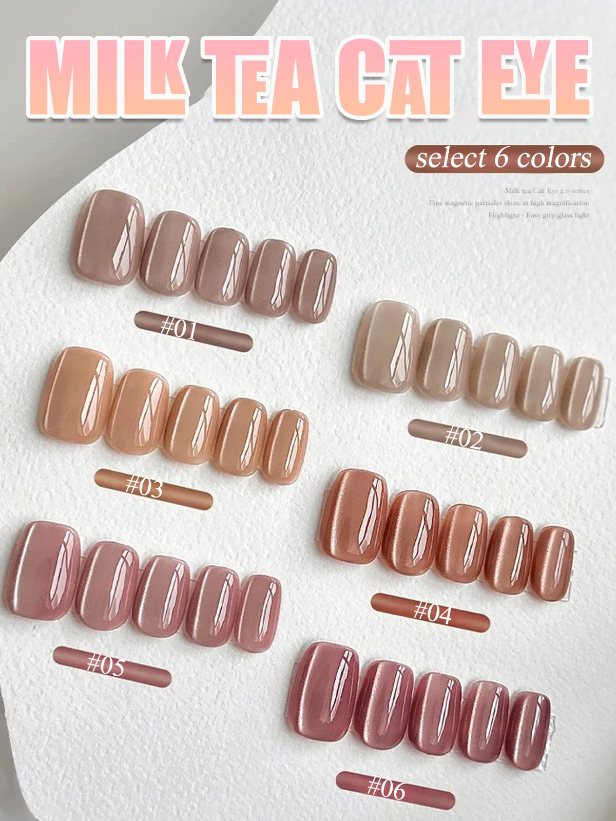 WS 10ml 6-Color Silver Water Light Cat Magnetic Gel Nail Polish Nail Supplies Vernis Semi Permanent Gel for Fall Winter Nails
