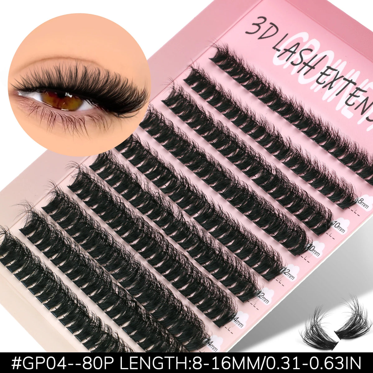 GROINNEYA DIY Eyelashes Cluster Lashes Lash Extension Natural Soft 100% Handmade Mink Lashes Reusable Makeup