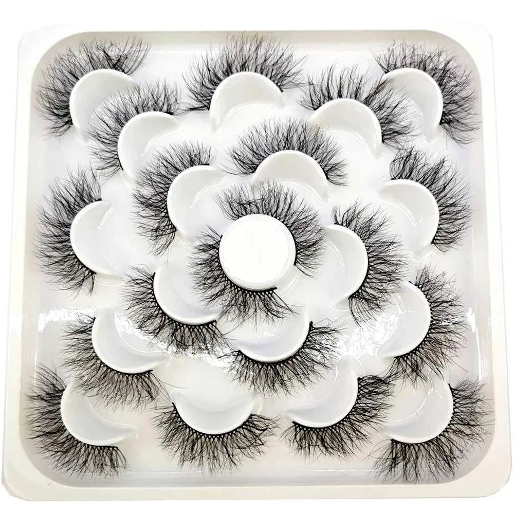 NEW 10 pairs Handmade 3d mink lashes short False Eyelashes Cross Messy Dense Natural Eye Lashes Stage Makeup False Eyelashes