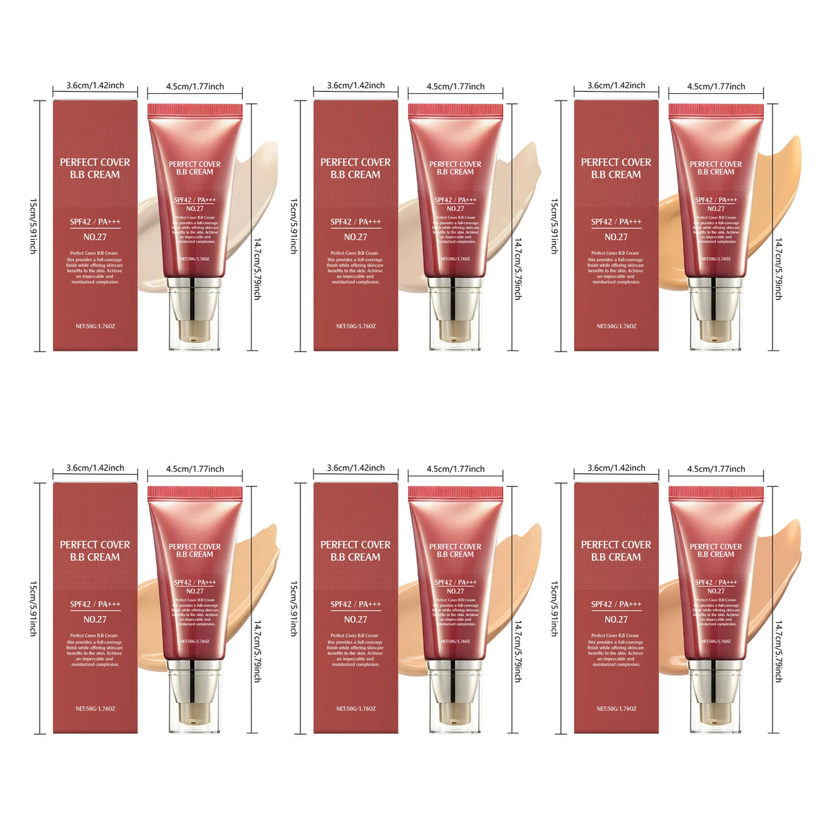 Perfect Cover BB Cream Full Coverage Oil Control Brighten Skin Tone Fading Blemishes Lightweight Natural Makeup Face Concealer