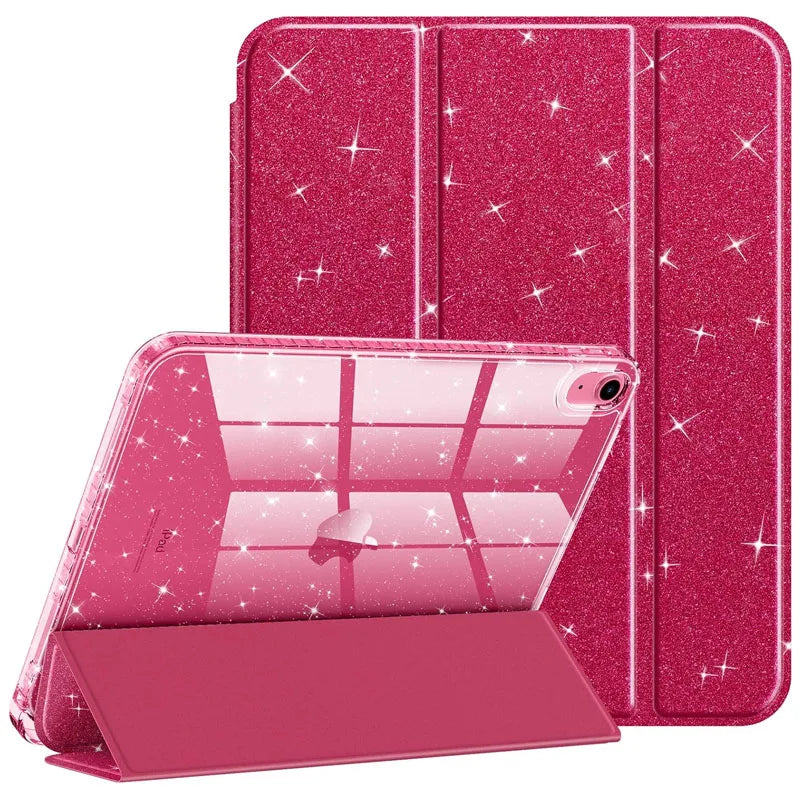 For iPad 11th 12th A19 Case 10th Gen With Pencil Holder Funda iPad Air 11 13 M4 pro 11 12.9 4 5 10.9 10.2 Smart Glittering Cover