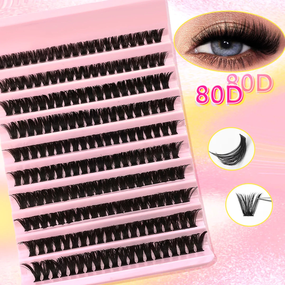 Big Capacity Super Bunch DIY Cluster Lashes 8-16mm Mix Charm Style Eyelashes Extension False Eyelash Makeup Tool Russian Volume