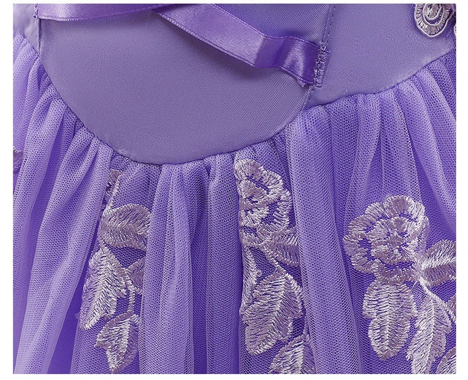 Girl Cosplay Princess Aurora Rapunzel Dress Up Kids Christmas Halloween Tulle Fancy Costume for Children Girls Birthday