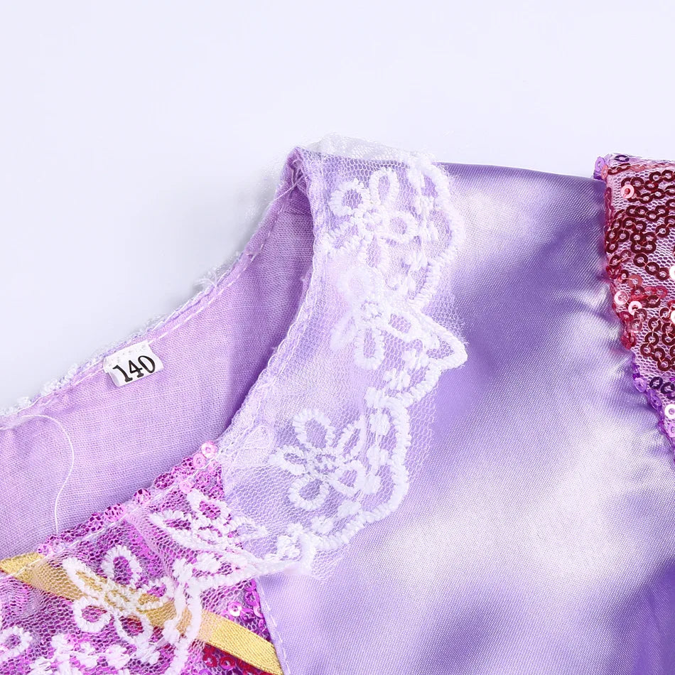 Girls Autumn Rapunzel Dress Kids Disguise Carnival Girl Princess Costume Birthday Party Gown Outfit Clothes 2-10 Years