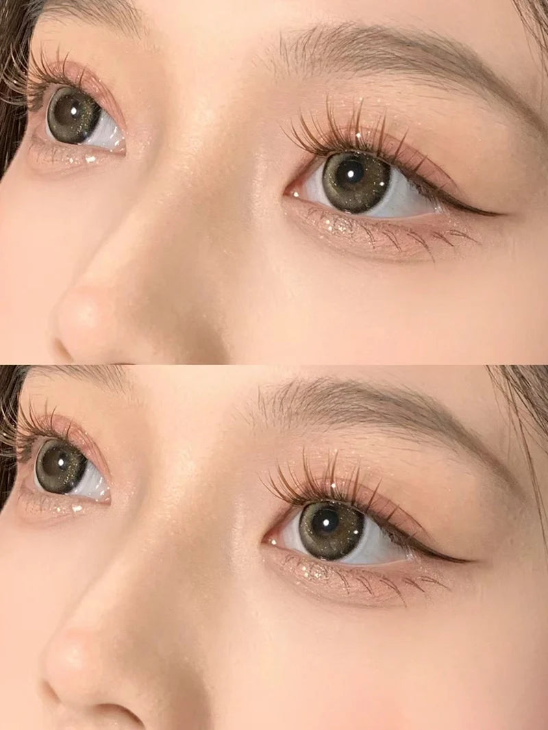 8-12mm A-Type Brown Individual Cluster Lashes, Soft Natural Fairy Strand Eyelashes, black Lashes for Korean Makeup Look